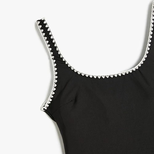 مایو زنانه KOTON با جزییات قلاب بافی رنگ مشکی سایز 44